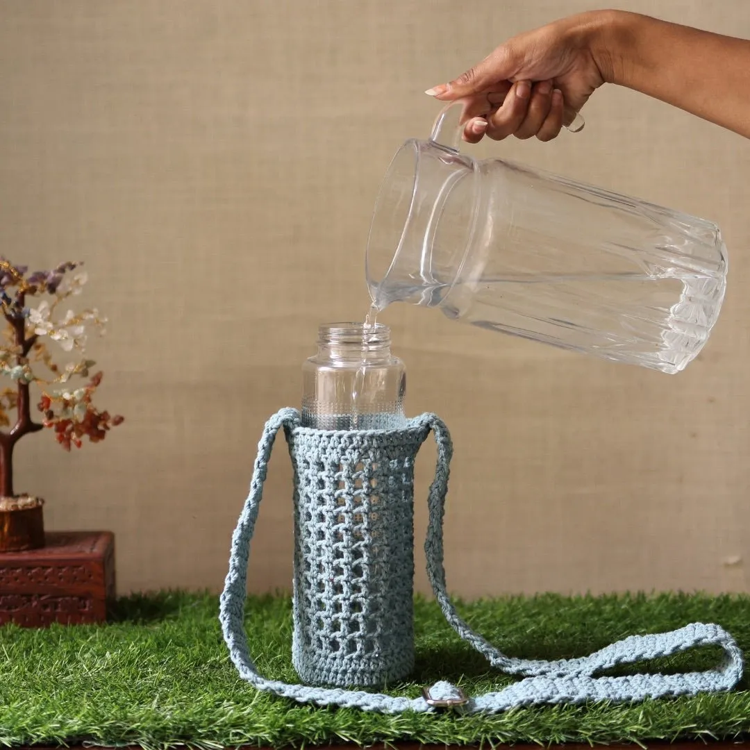 Grey Handmade Crochet Sling Bottle Cover