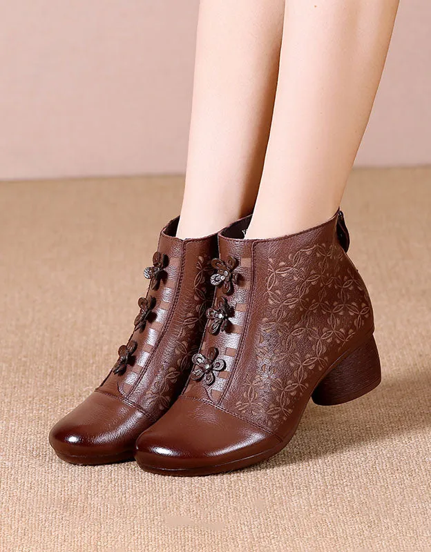 Handmade Carved Comfortable Retro Chunky Boots