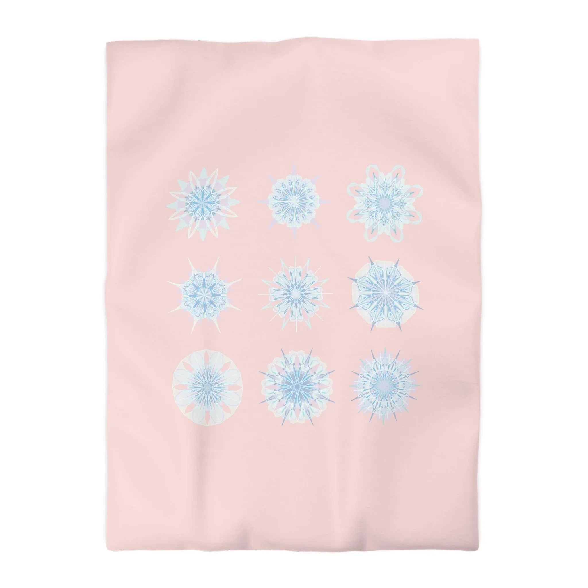 Handmade Mandala Art Duvet Cover - Snowflakes Design