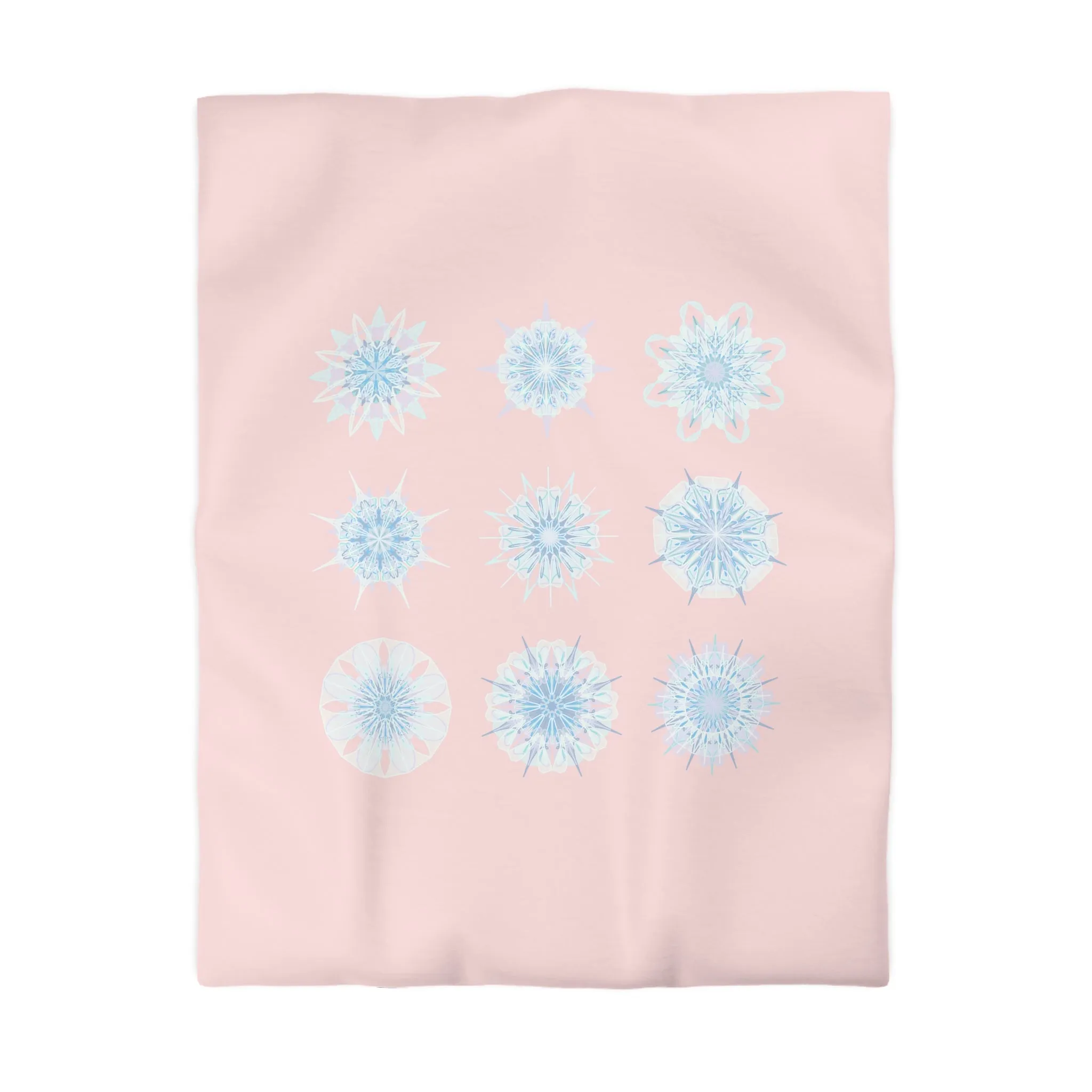 Handmade Mandala Art Duvet Cover - Snowflakes Design