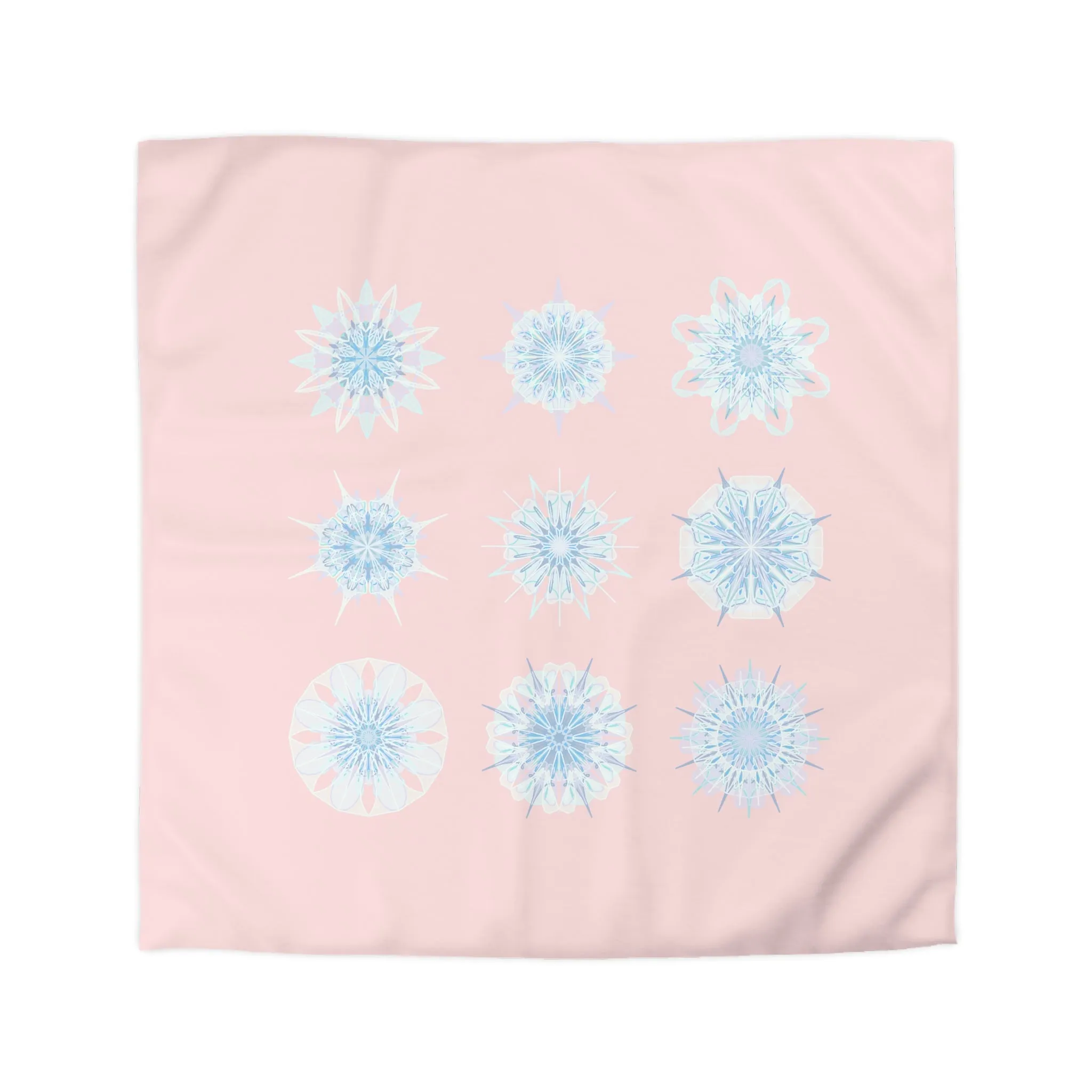 Handmade Mandala Art Duvet Cover - Snowflakes Design