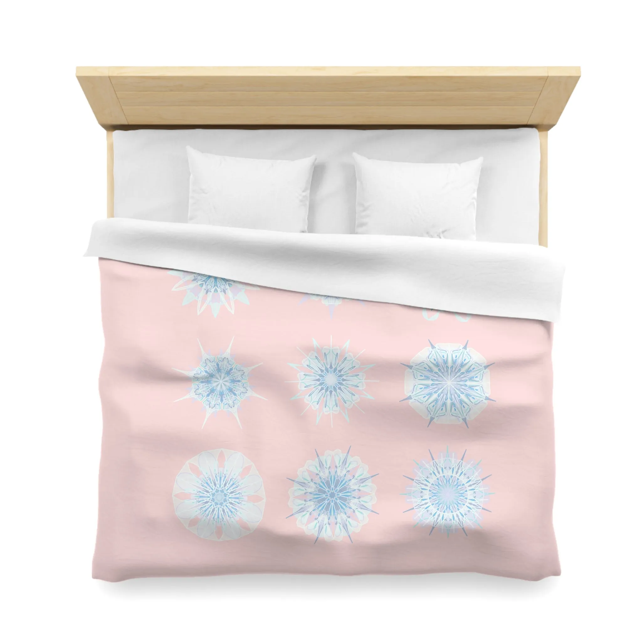 Handmade Mandala Art Duvet Cover - Snowflakes Design