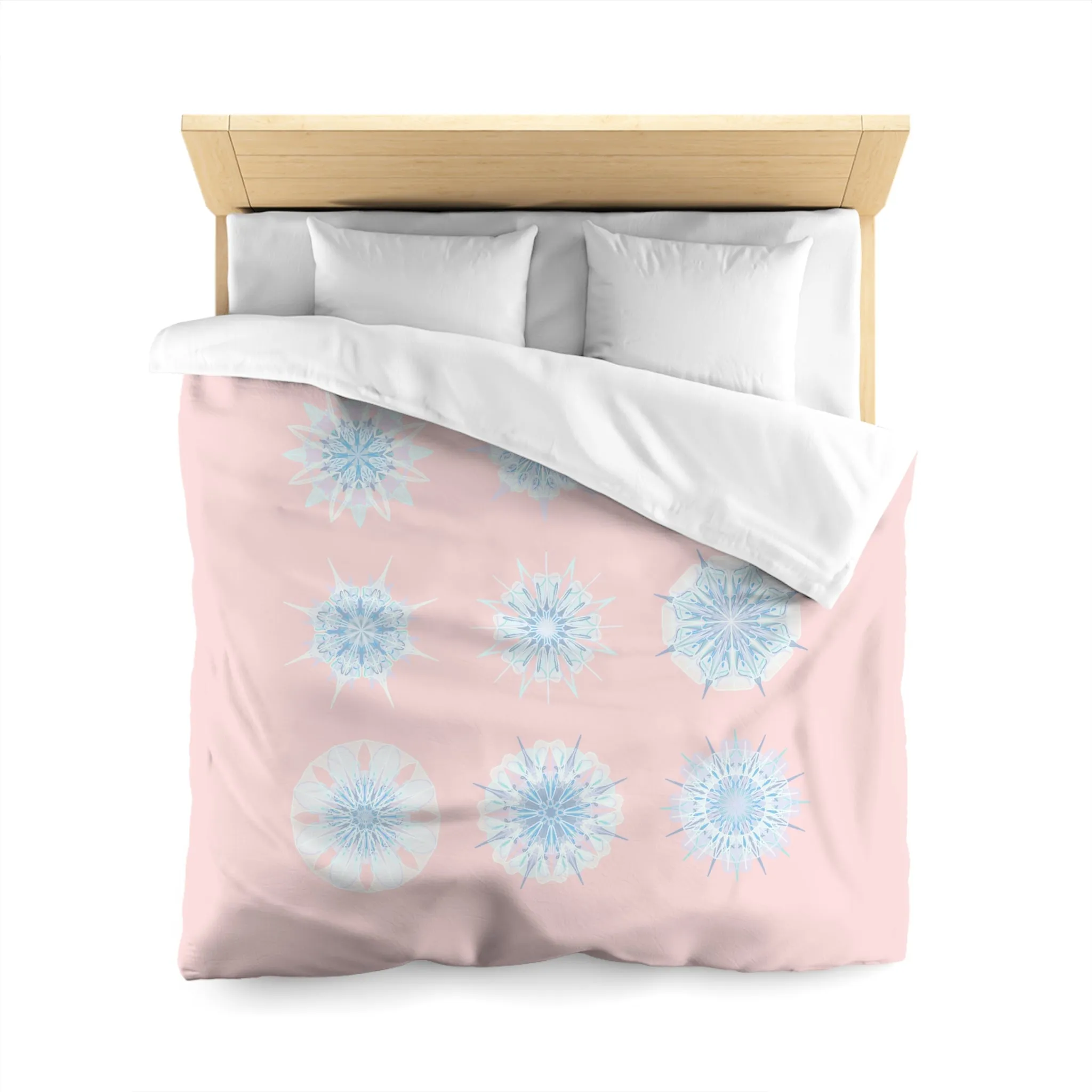 Handmade Mandala Art Duvet Cover - Snowflakes Design