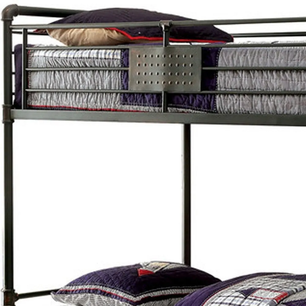 Industrial Design Twin Size Metal Bunk Bed, Black By Casagear Home