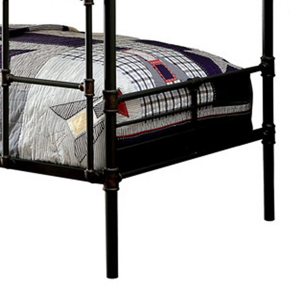 Industrial Design Twin Size Metal Bunk Bed, Black By Casagear Home