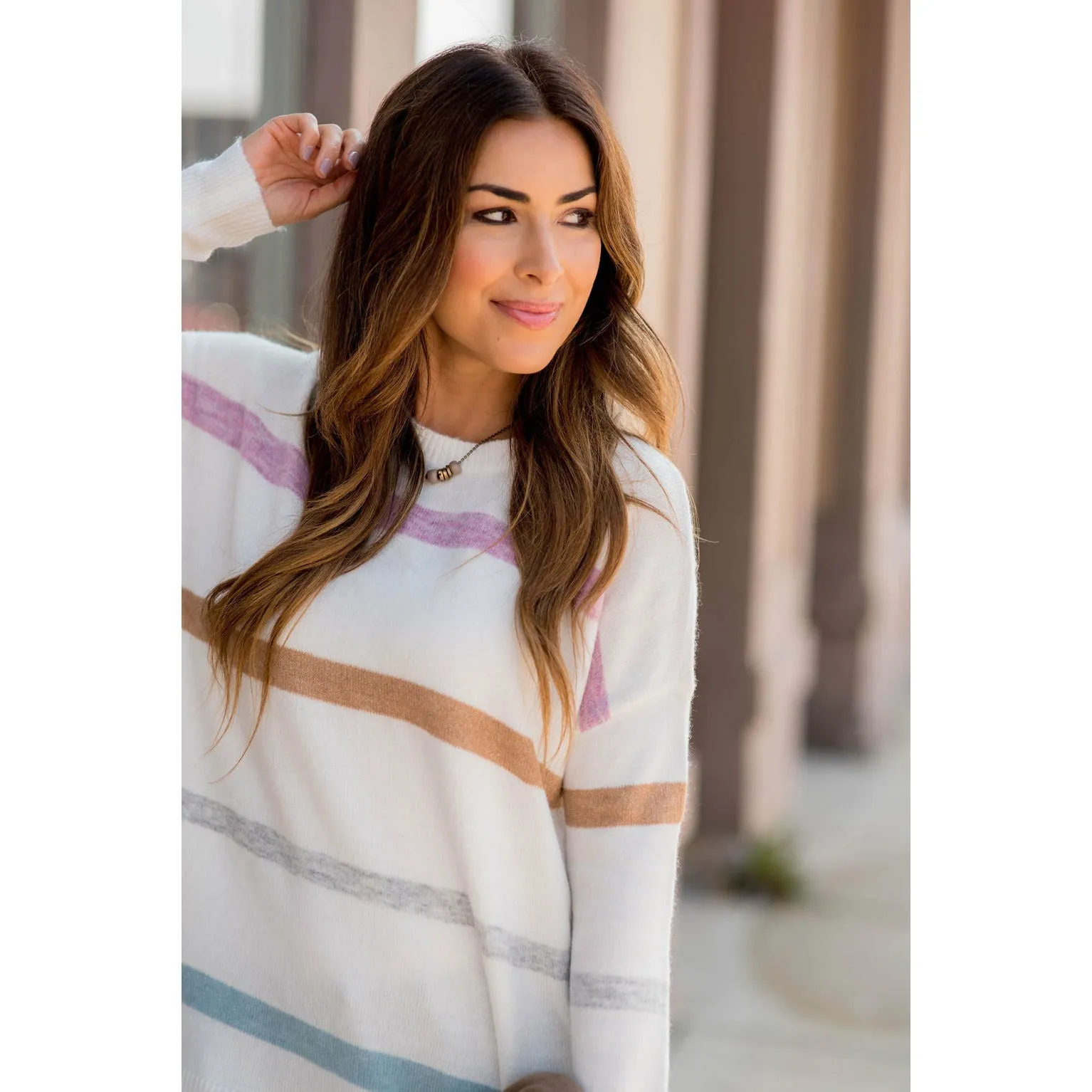 Ivory Chic & Stylish Striped Sweater