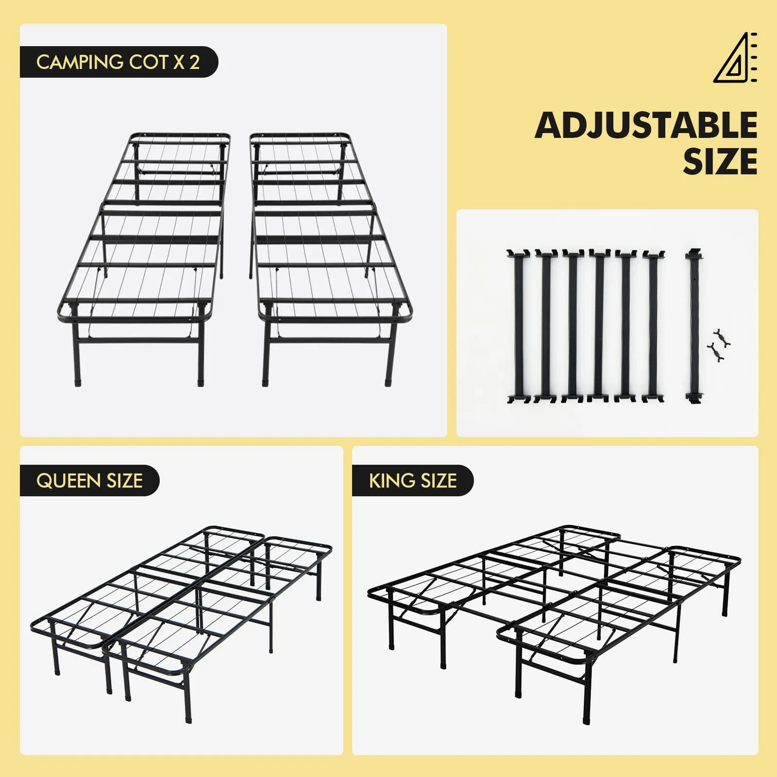 KOMFOTT Folding Metal Platform Bed Frame, Tool-Free Assembly, No Box Spring Needed