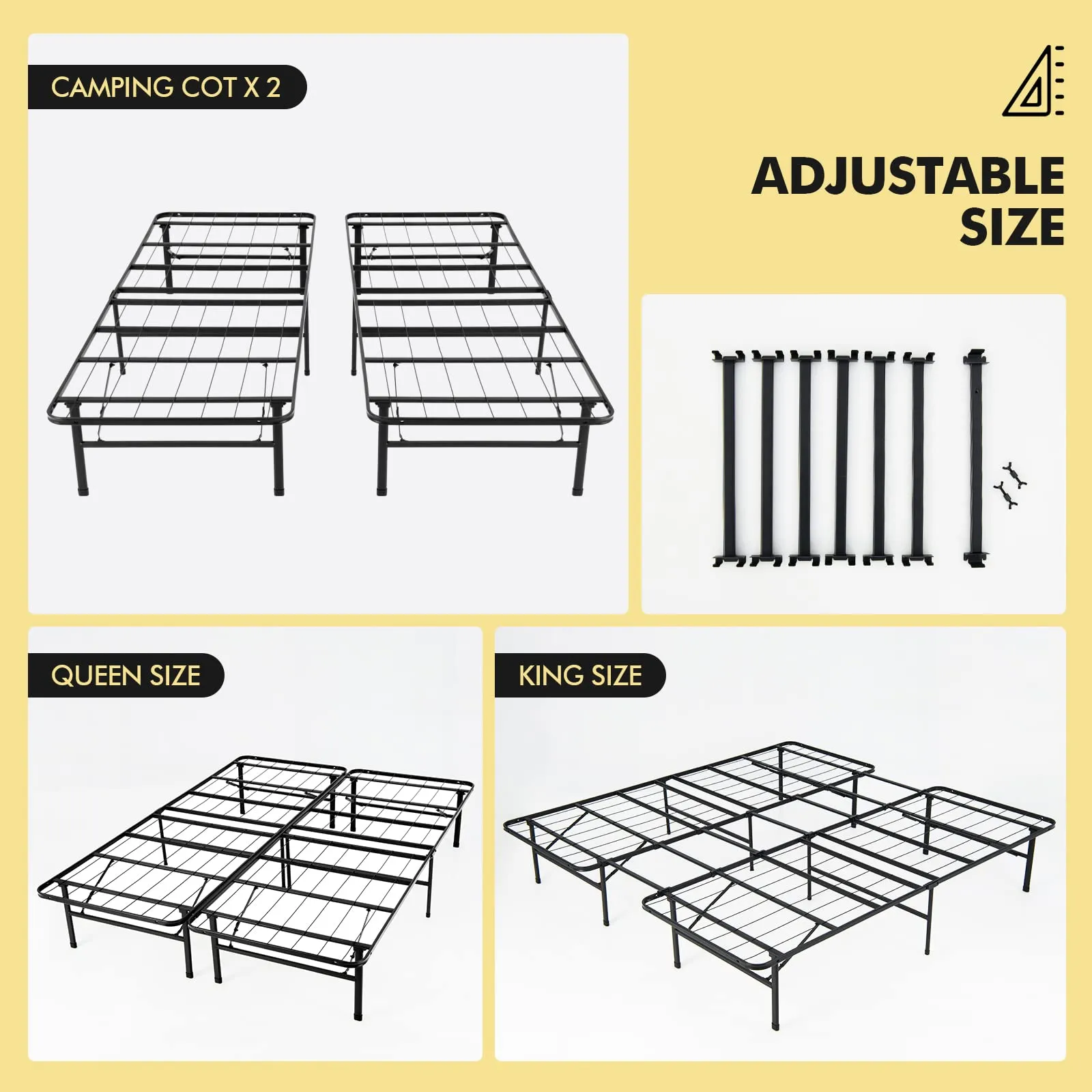 KOMFOTT Folding Metal Platform Bed Frame, Tool-Free Assembly, No Box Spring Needed