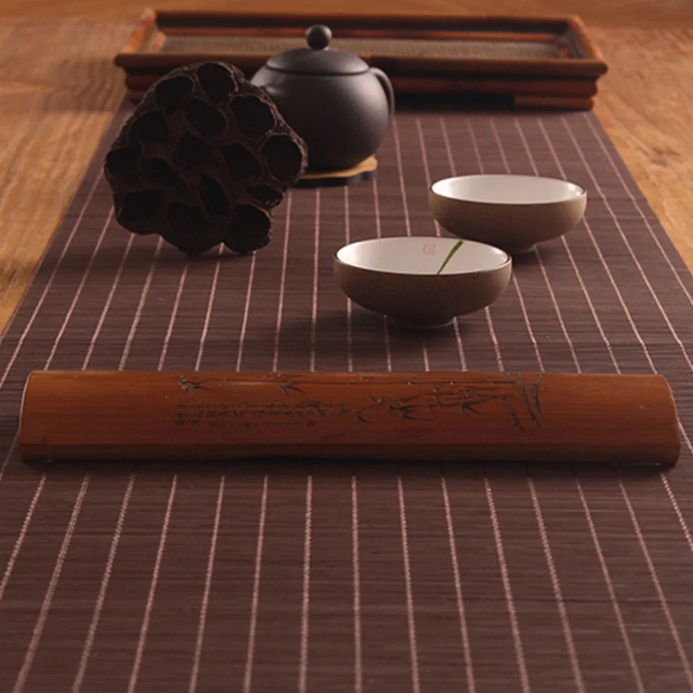 Long Bamboo Table Mat - Place Mats - Non-Slip  Eco-Friendly - Table Decor Mats for Kitchen Dining - Table Runner - Kung Fu Tea - Home Decor