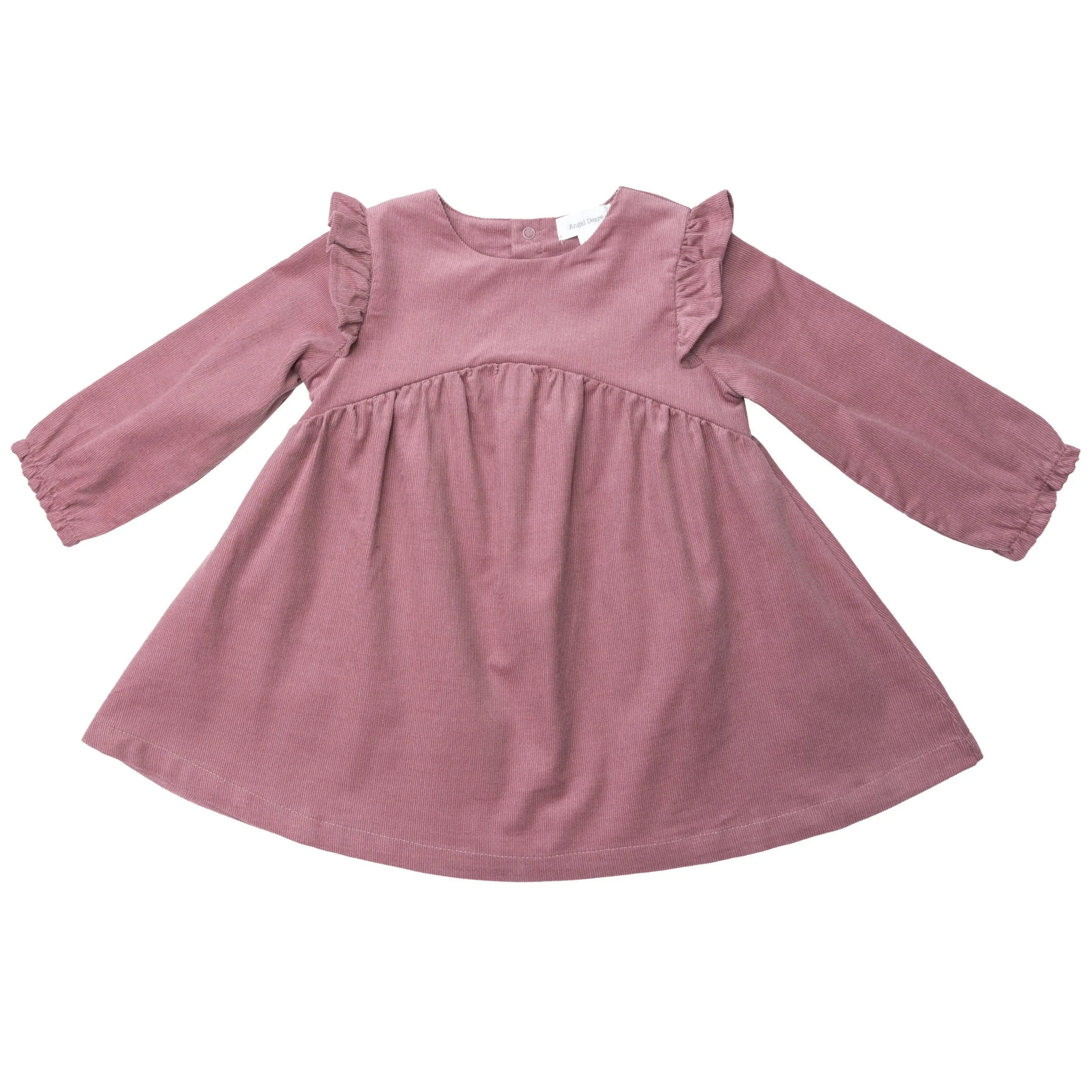 Long Sleeve Ruffle Dress - Rose Corduroy