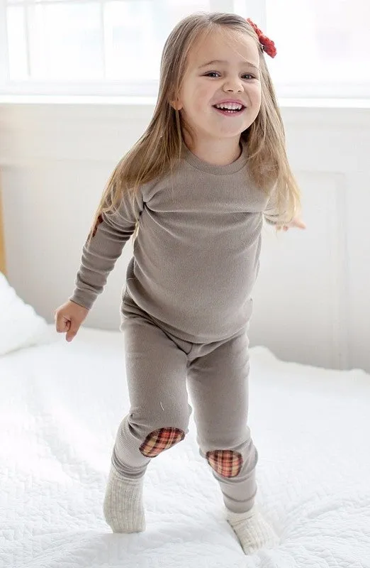 Mono Beige Patch Long Sleeve Pajamas