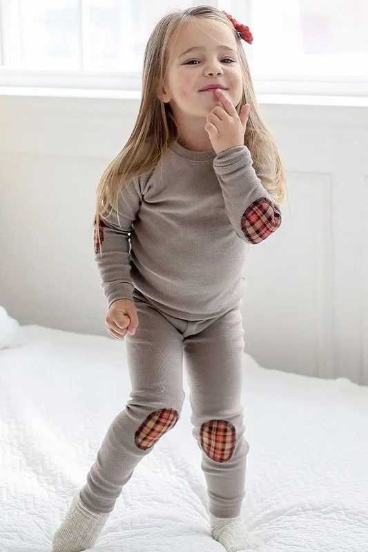 Mono Beige Patch Long Sleeve Pajamas