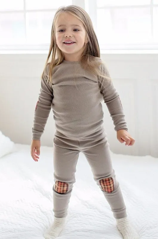 Mono Beige Patch Long Sleeve Pajamas