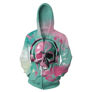 Music Skull Zip Up Jacket