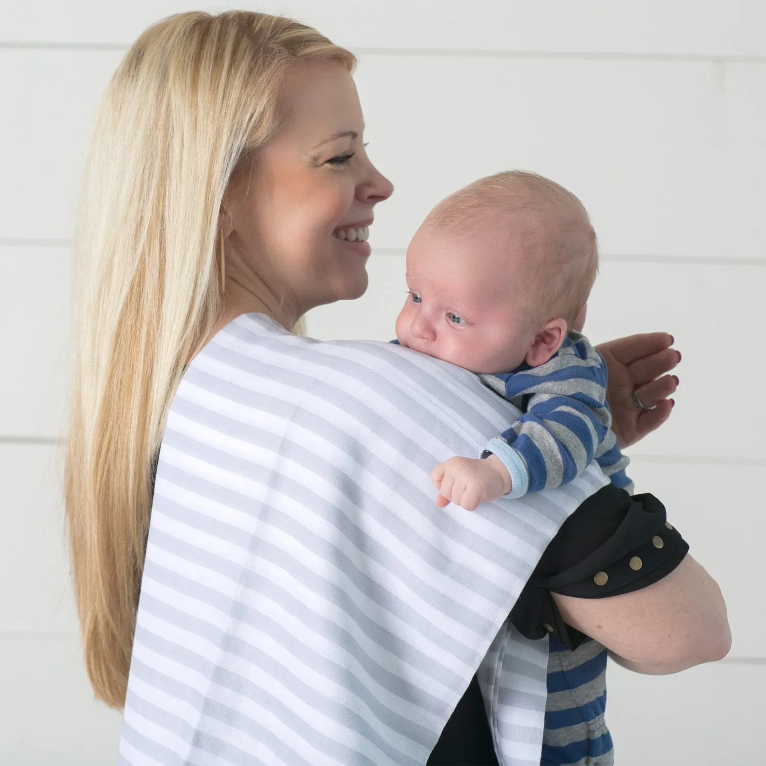 Muslin Baby Swaddle Blankets, 47x47 (3 Pack) Grey Cloud, Stripe & Stars