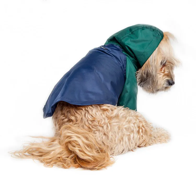 Nylon Colorblock Dog Rainbreaker in Hunter Green & Navy (Exclusive to DOG & CO.)