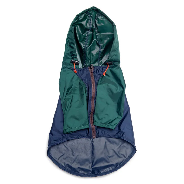 Nylon Colorblock Dog Rainbreaker in Hunter Green & Navy (Exclusive to DOG & CO.)