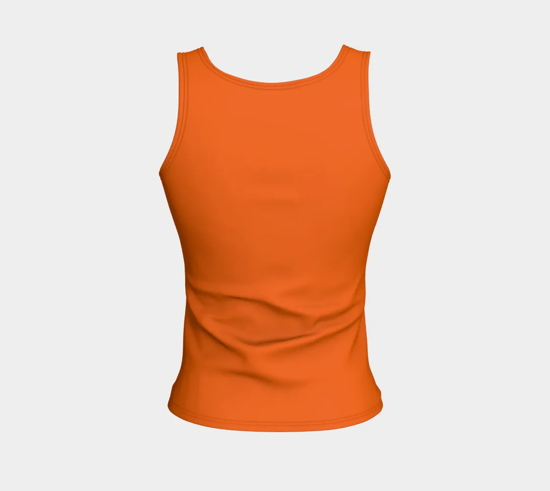 Orange Floral Fitted Tank Top