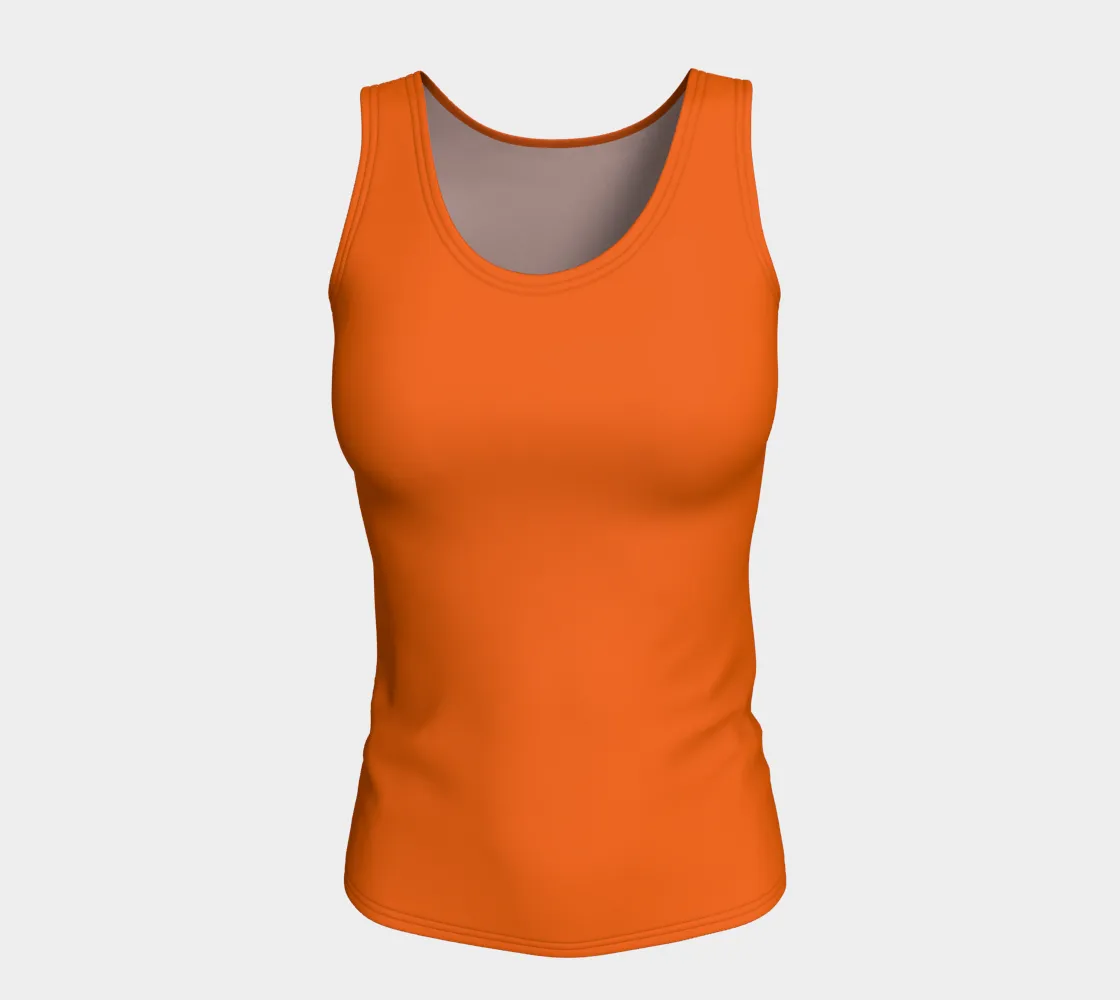 Orange Floral Fitted Tank Top