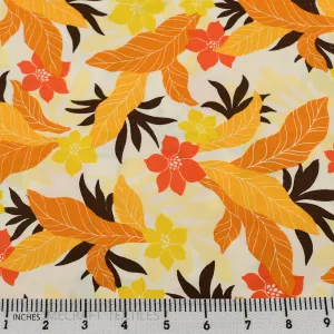 Orange Hawaiian Floral Cotton Print