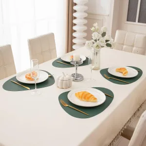 Premium Faux Leather Dining Table Mats, Juniper Green