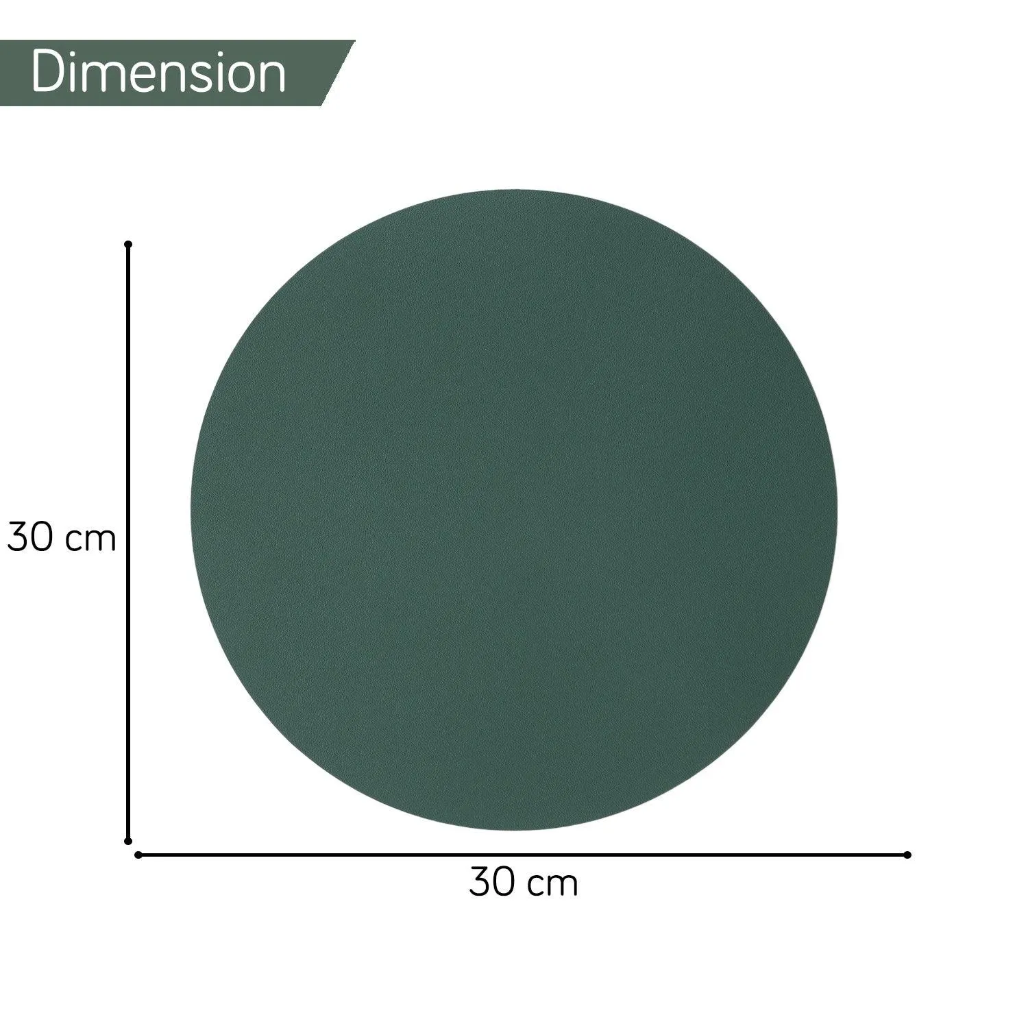 Premium Faux Leather Dining Table Round Mats, Juniper Green