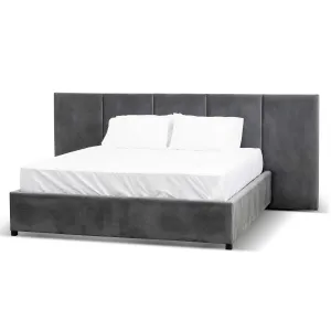 Queen Bed Frame - Charcoal Velvet