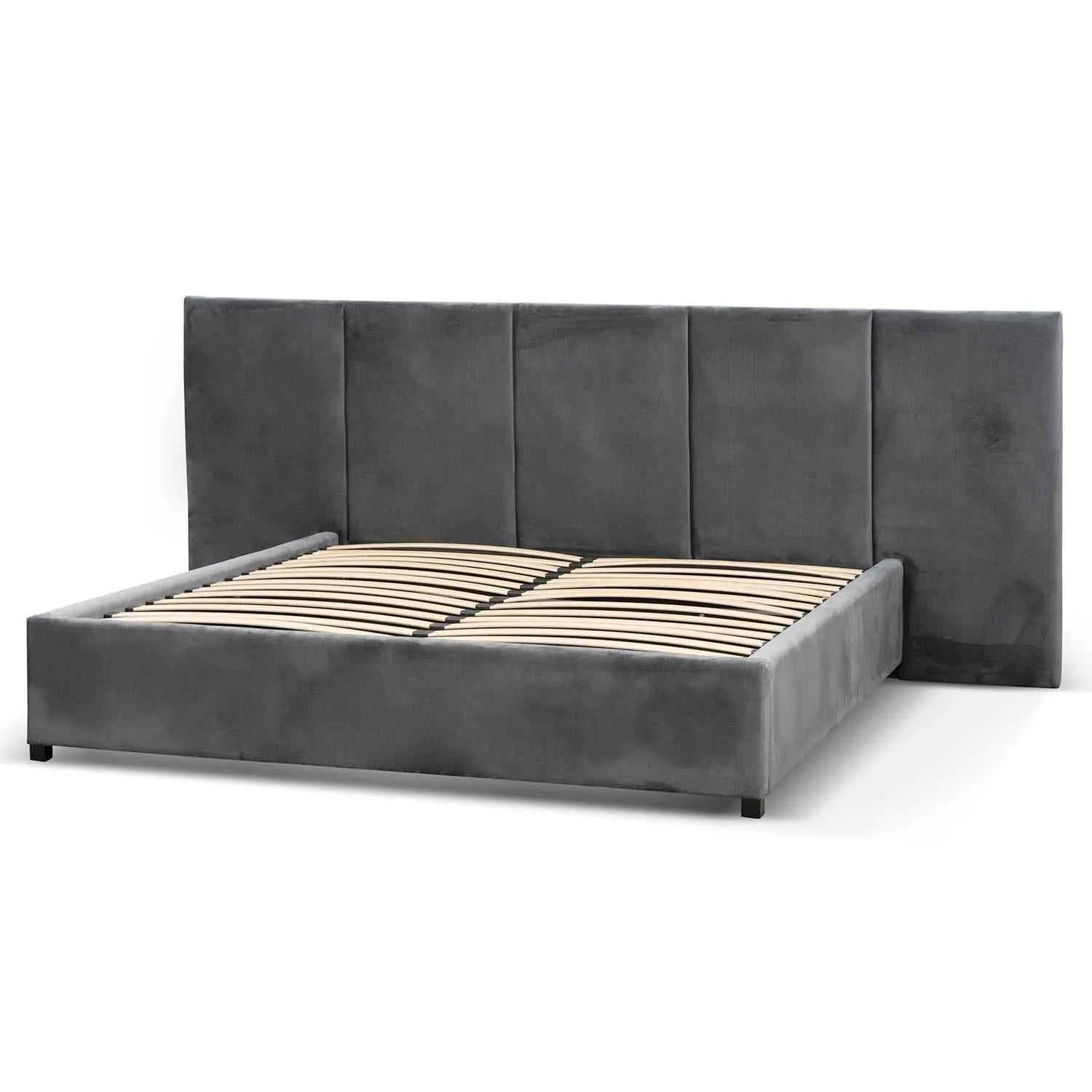 Queen Bed Frame - Charcoal Velvet