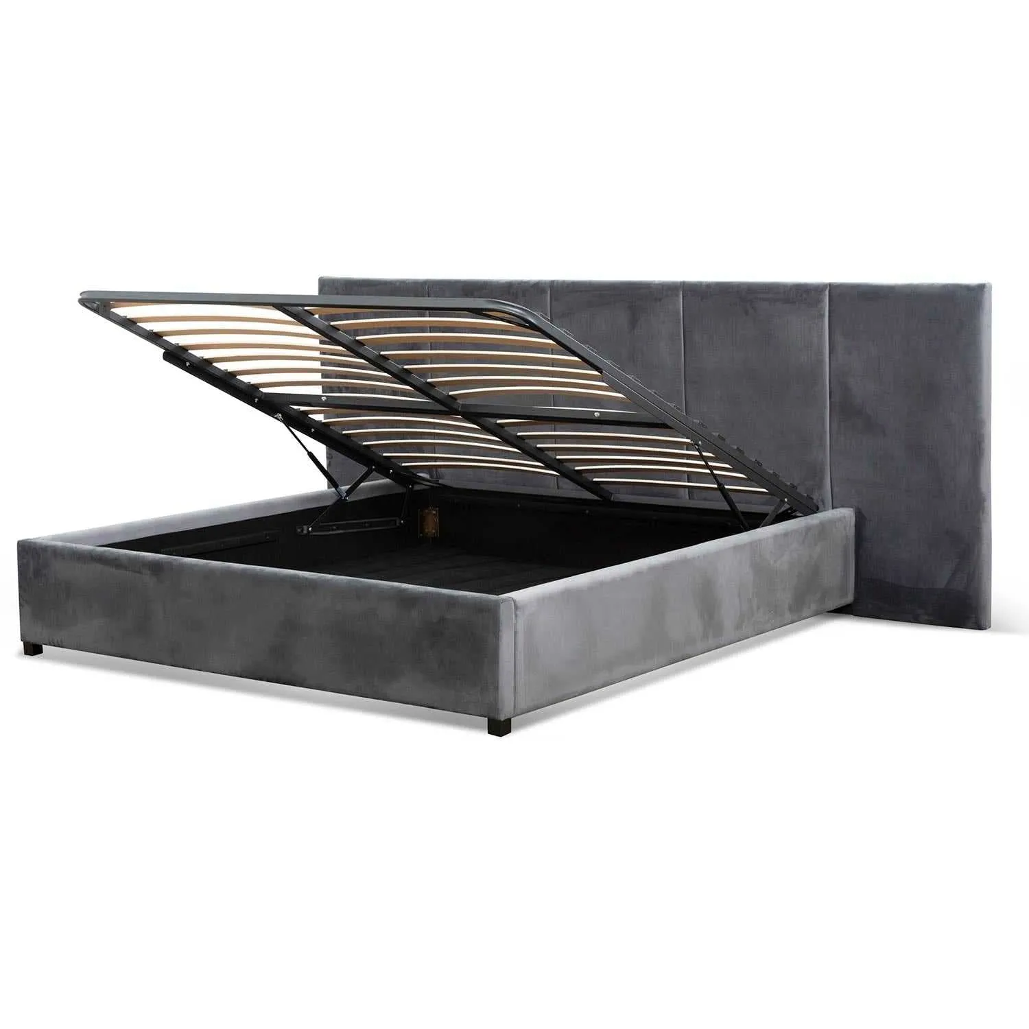 Queen Bed Frame - Charcoal Velvet