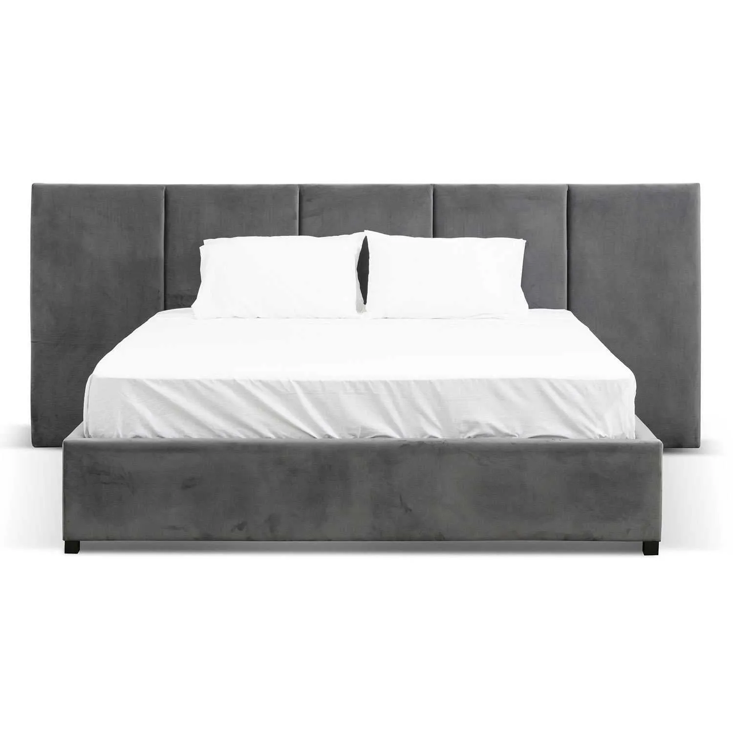 Queen Bed Frame - Charcoal Velvet