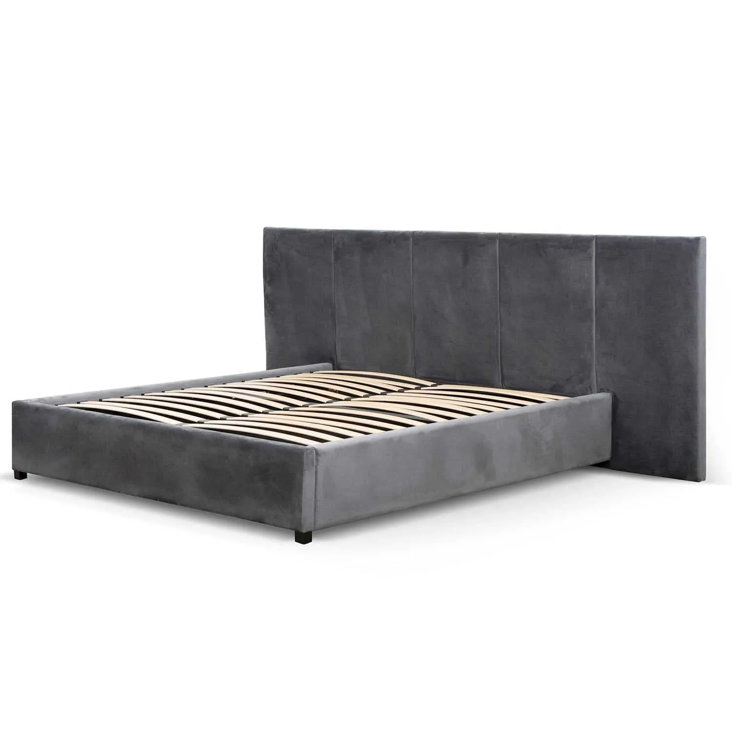 Queen Bed Frame - Charcoal Velvet