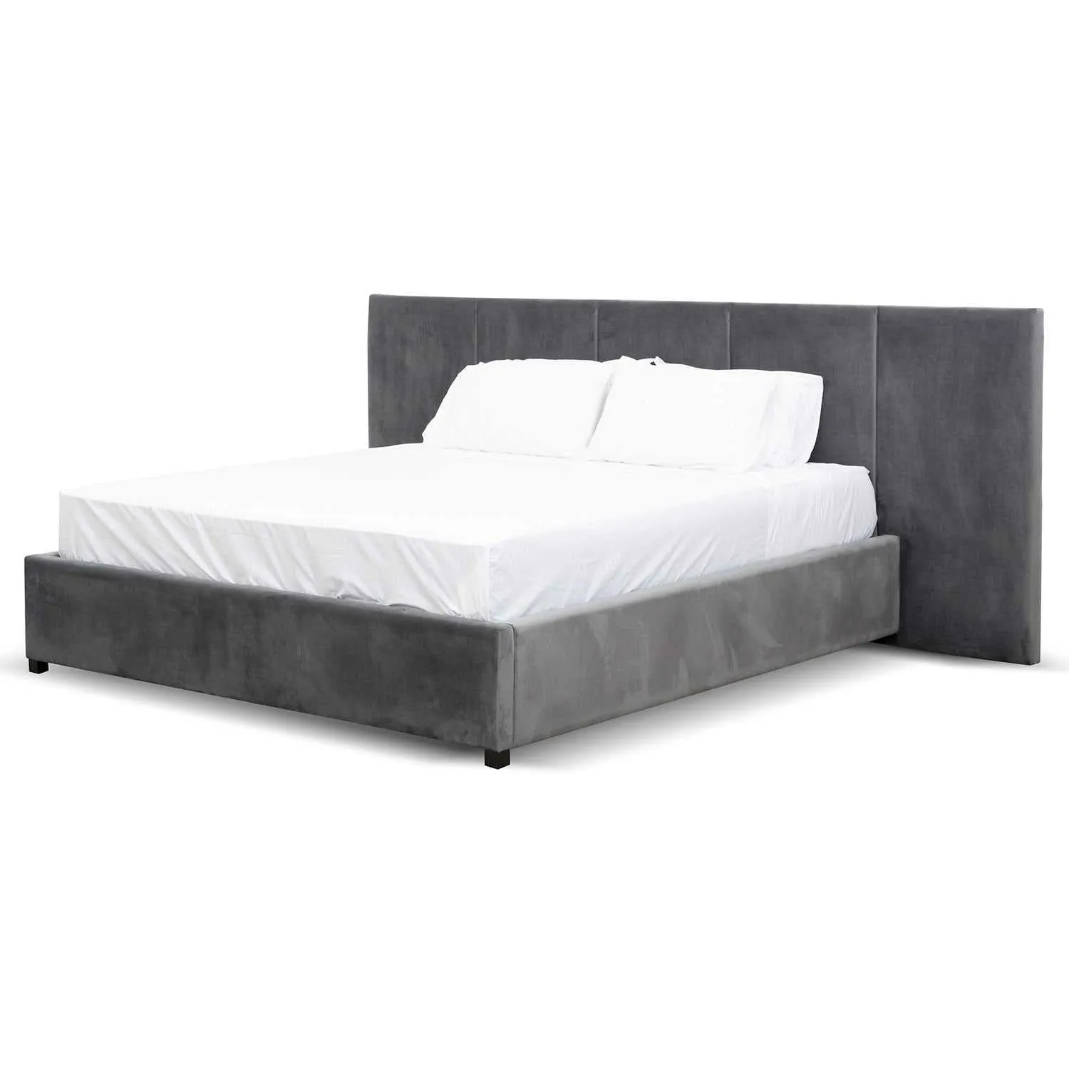 Queen Bed Frame - Charcoal Velvet