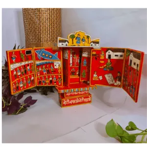 Red Handcrafted Wooden Box of Stories - Meena's Tale  (L)