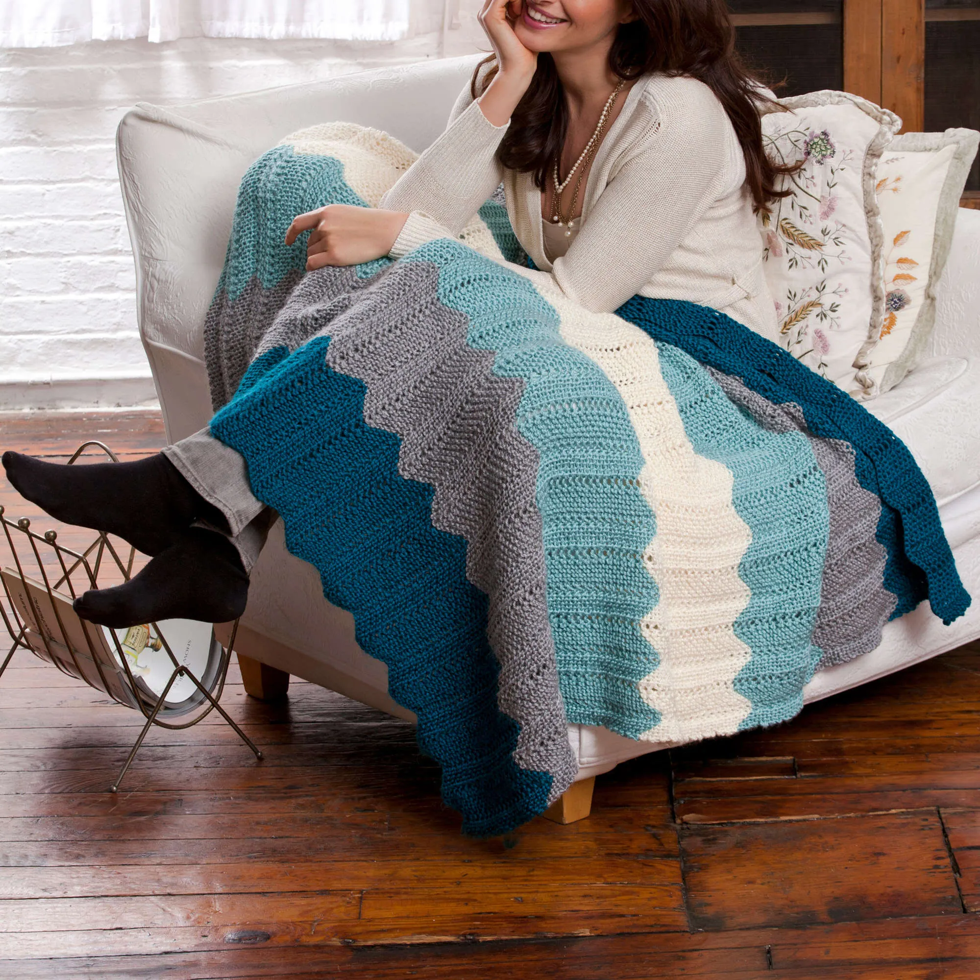 Red Heart Chevron Knit Throw