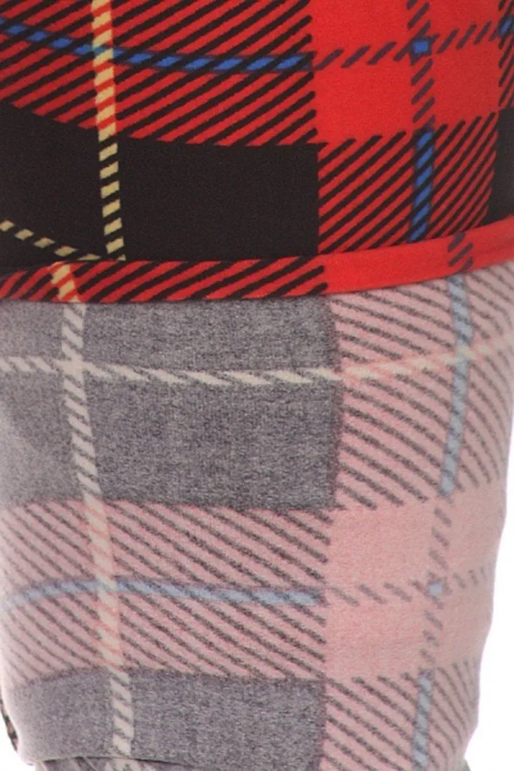 Red Plaid Design Leggings (Plus Size)