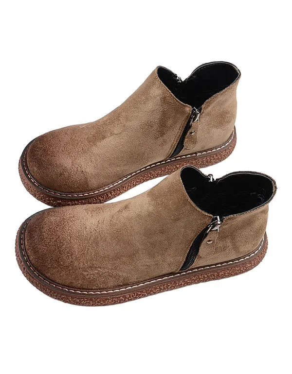 Retro Suede Round Head comfortable Boots