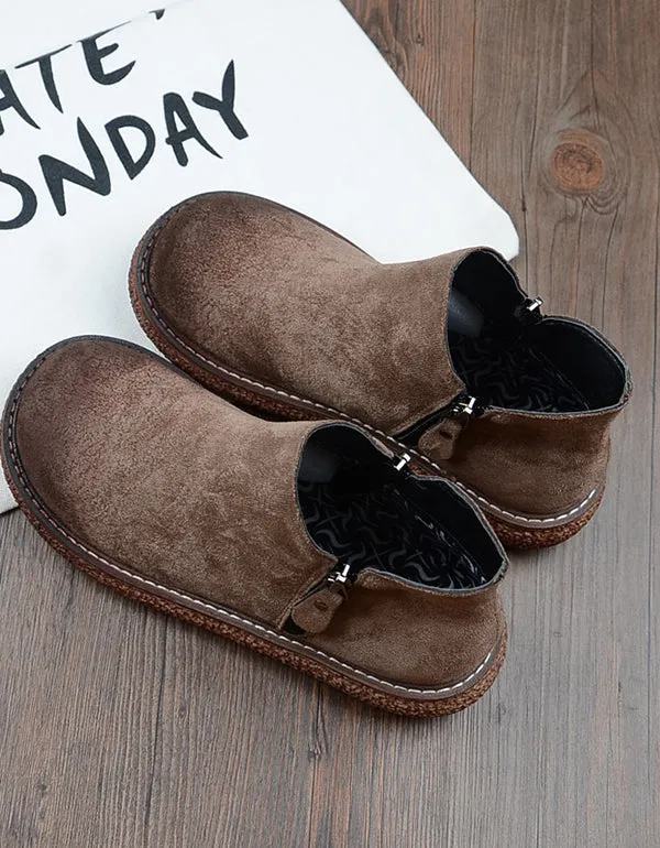 Retro Suede Round Head comfortable Boots