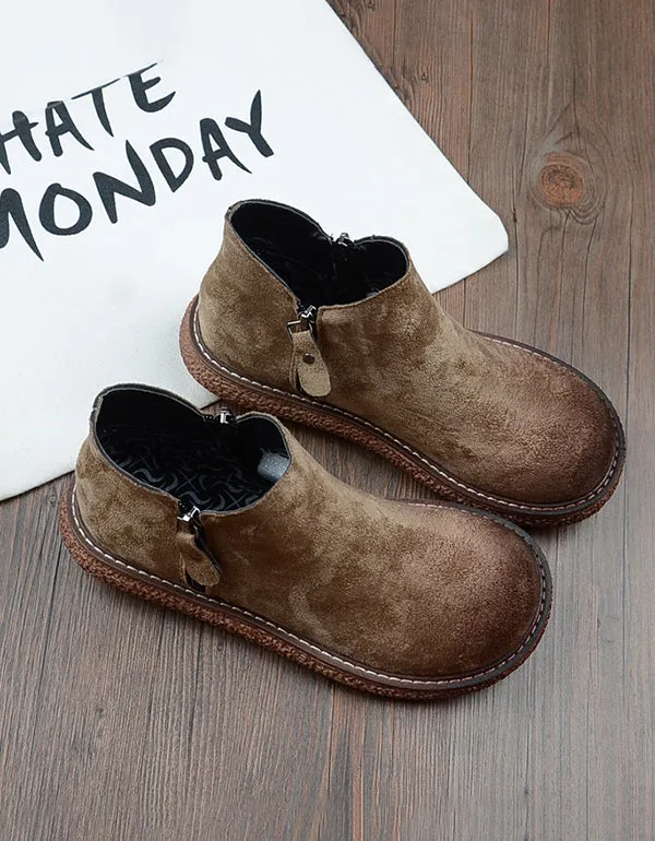 Retro Suede Round Head comfortable Boots