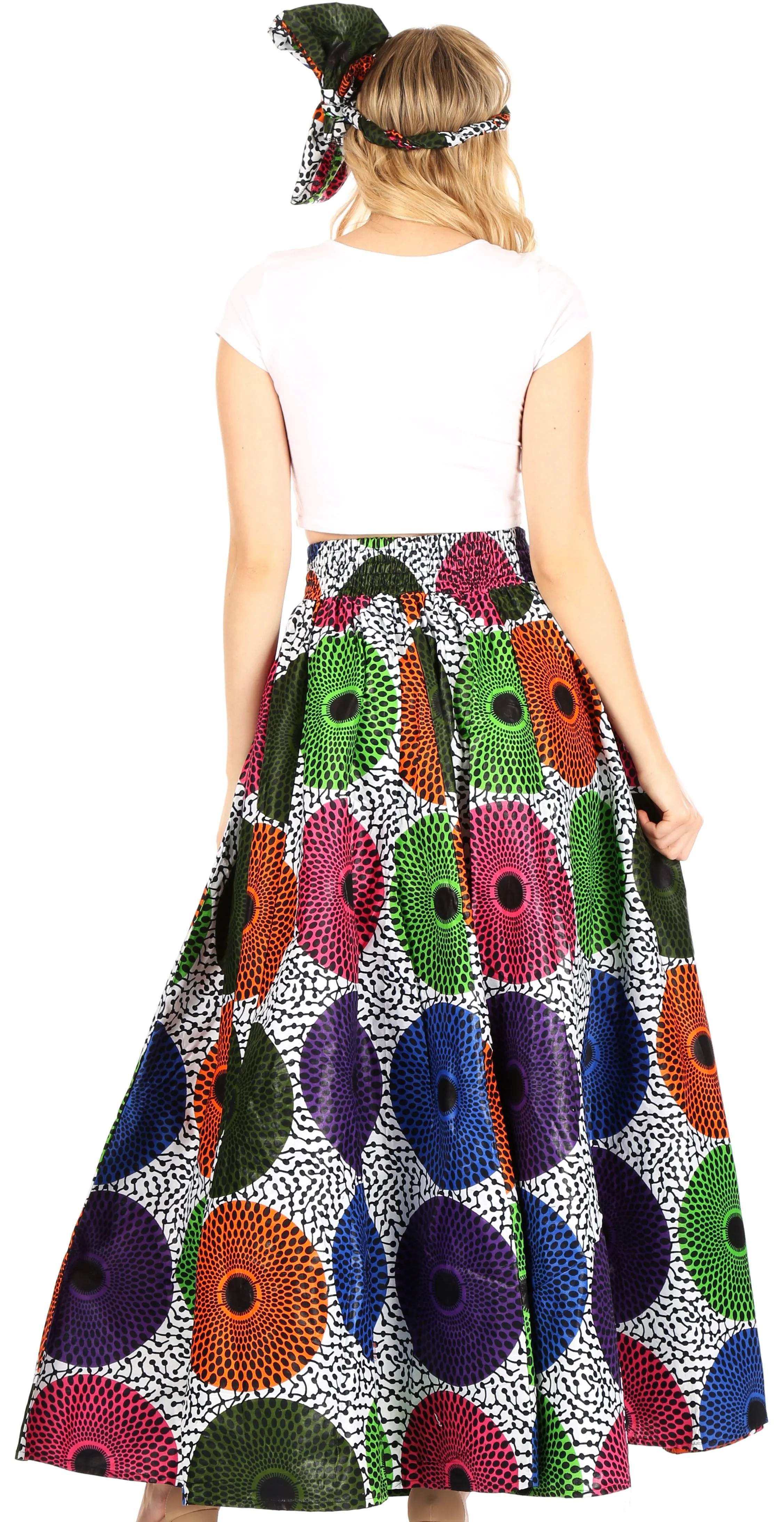 Sakkas Asma Convertible Traditional Wax Print Adjustable Strap Maxi Skirt | Dress