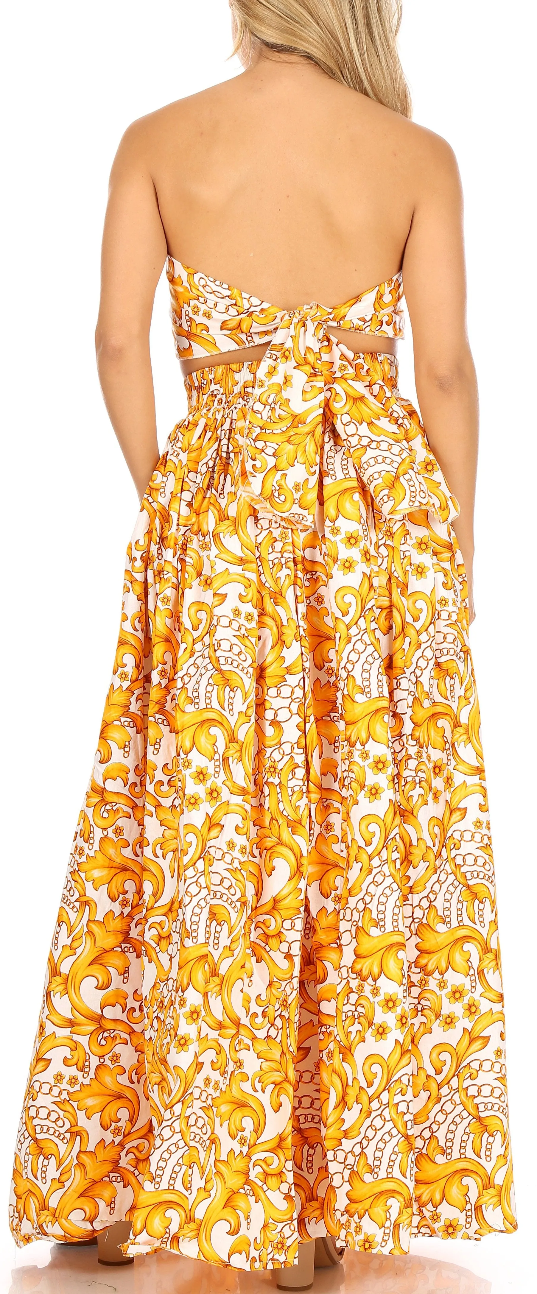 Sakkas Asma Convertible Traditional Wax Print Adjustable Strap Maxi Skirt | Dress