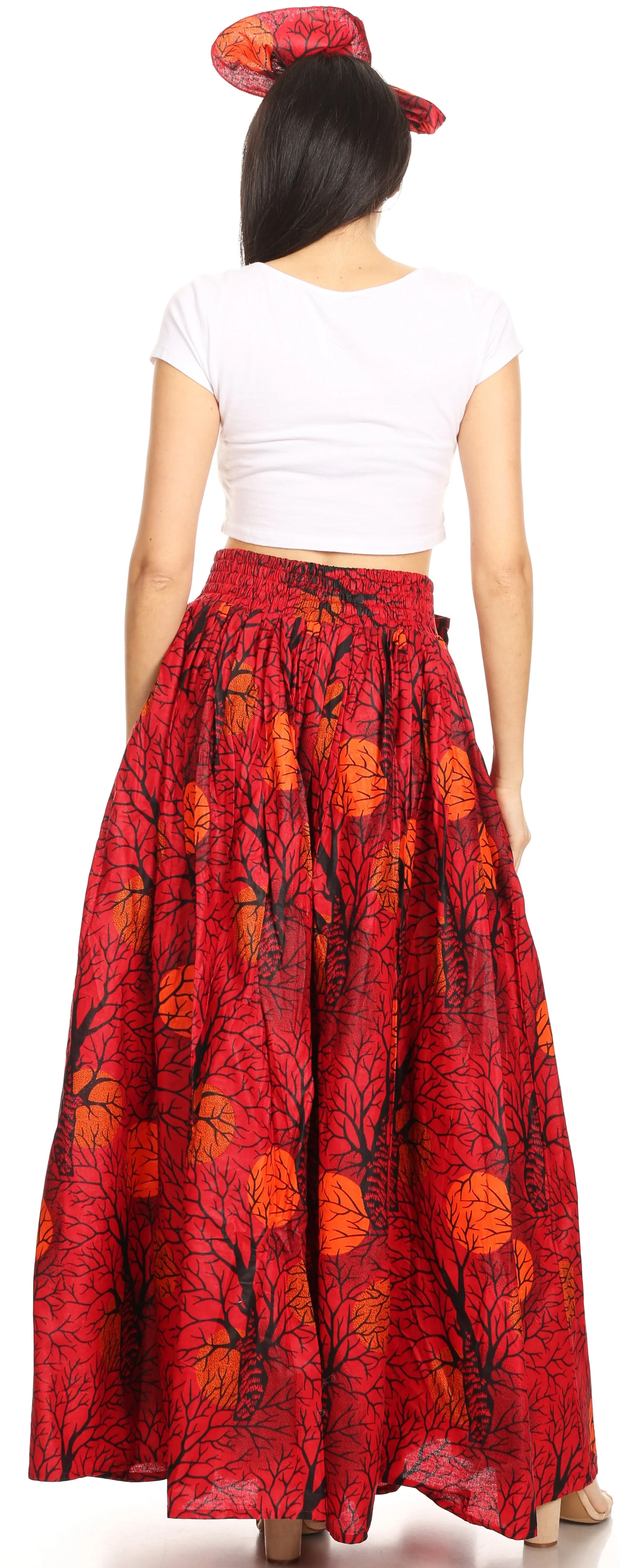 Sakkas Asma Convertible Traditional Wax Print Adjustable Strap Maxi Skirt | Dress