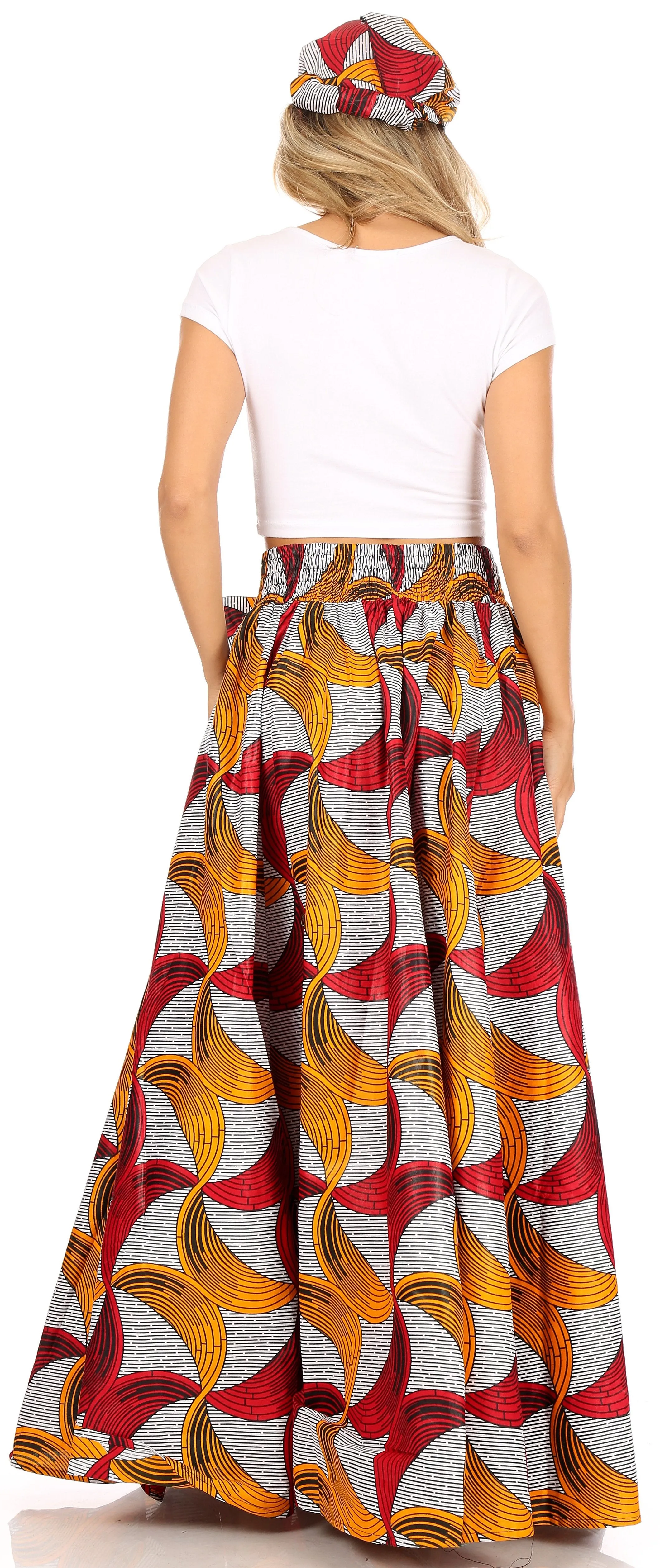 Sakkas Asma Convertible Traditional Wax Print Adjustable Strap Maxi Skirt | Dress