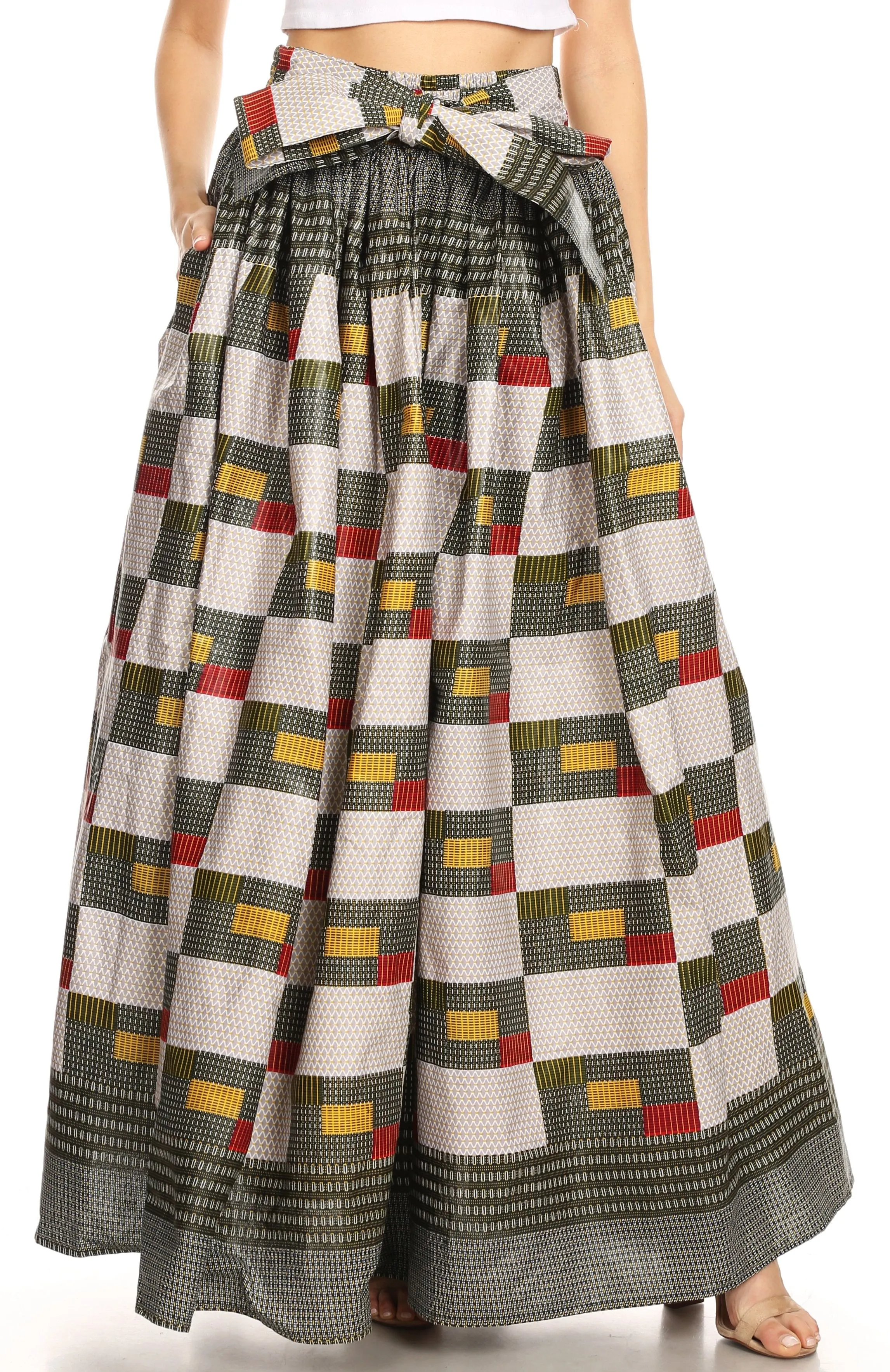 Sakkas Asma Convertible Traditional Wax Print Adjustable Strap Maxi Skirt | Dress