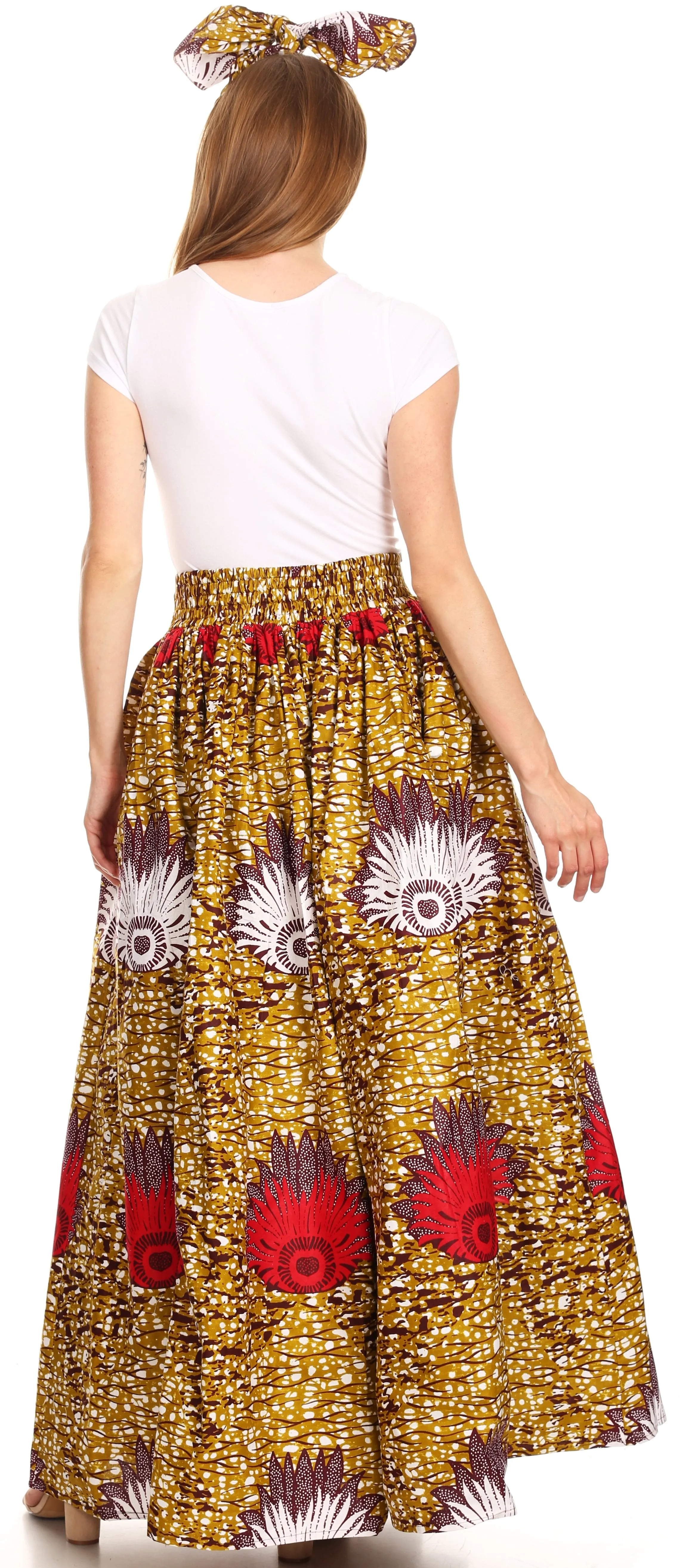 Sakkas Asma Convertible Traditional Wax Print Adjustable Strap Maxi Skirt | Dress