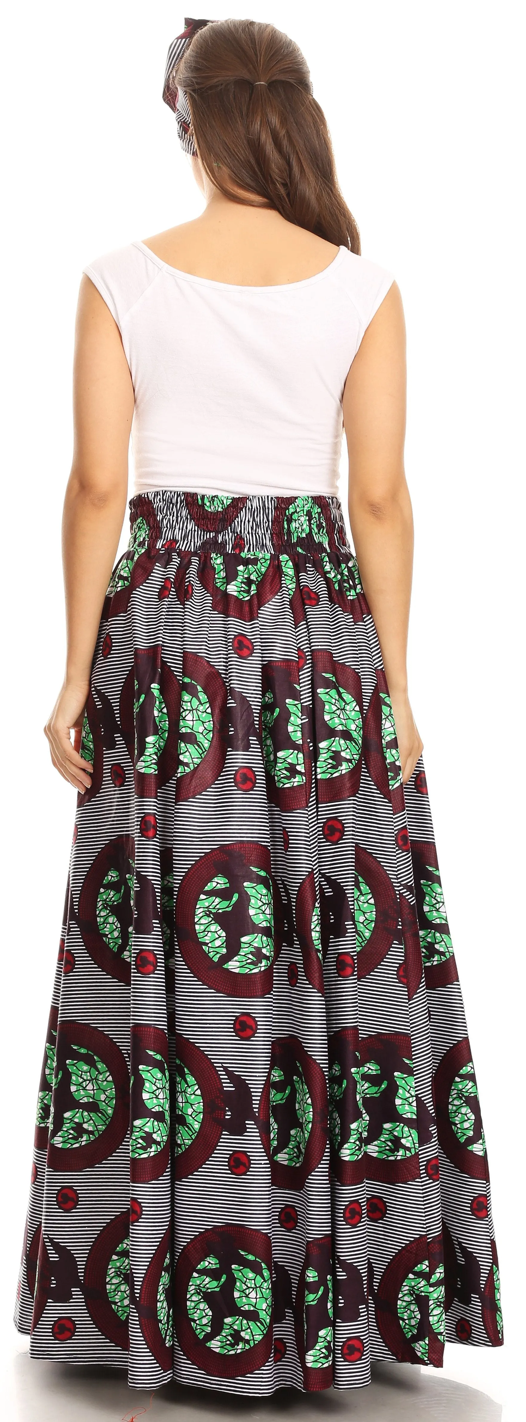 Sakkas Asma Convertible Traditional Wax Print Adjustable Strap Maxi Skirt | Dress