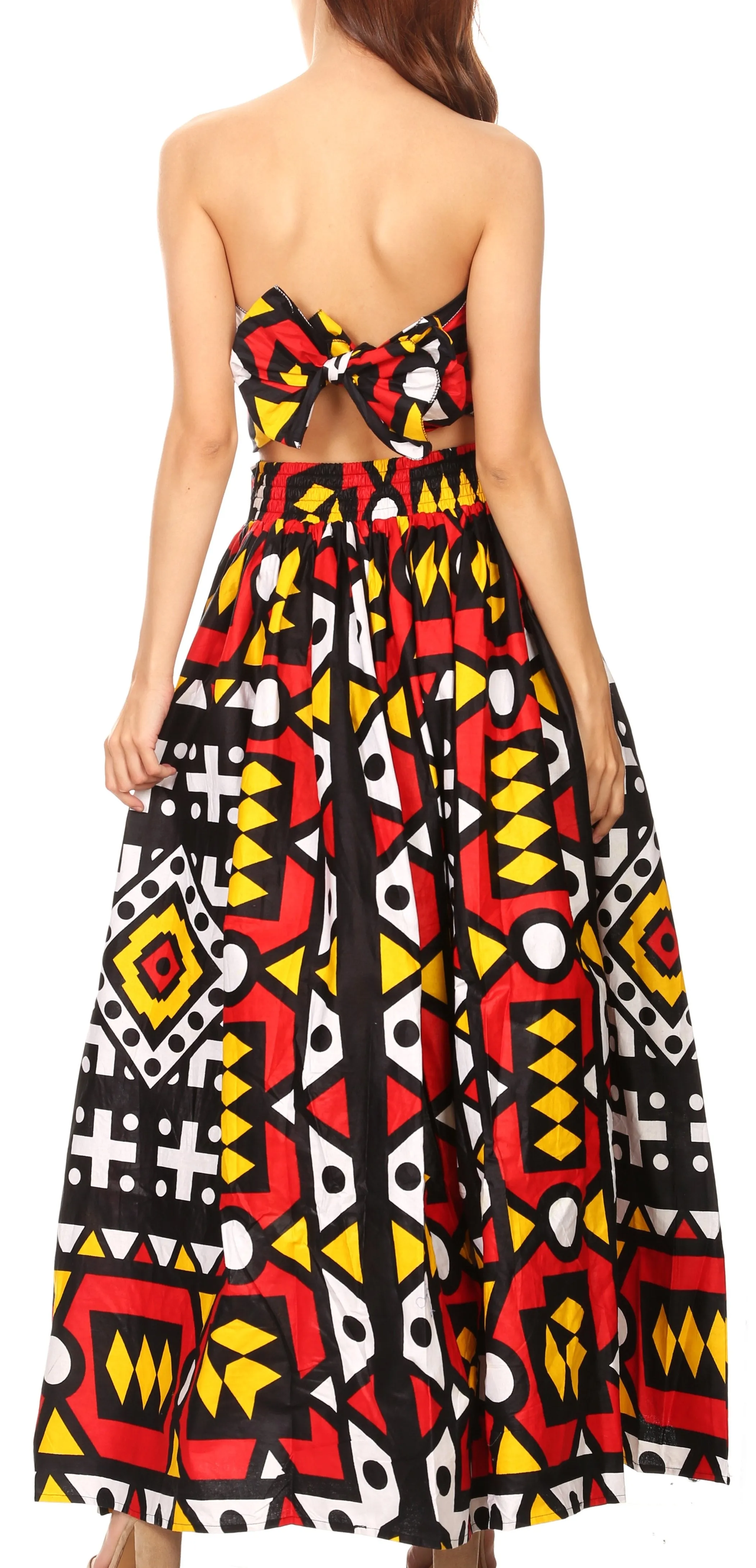 Sakkas Asma Convertible Traditional Wax Print Adjustable Strap Maxi Skirt | Dress