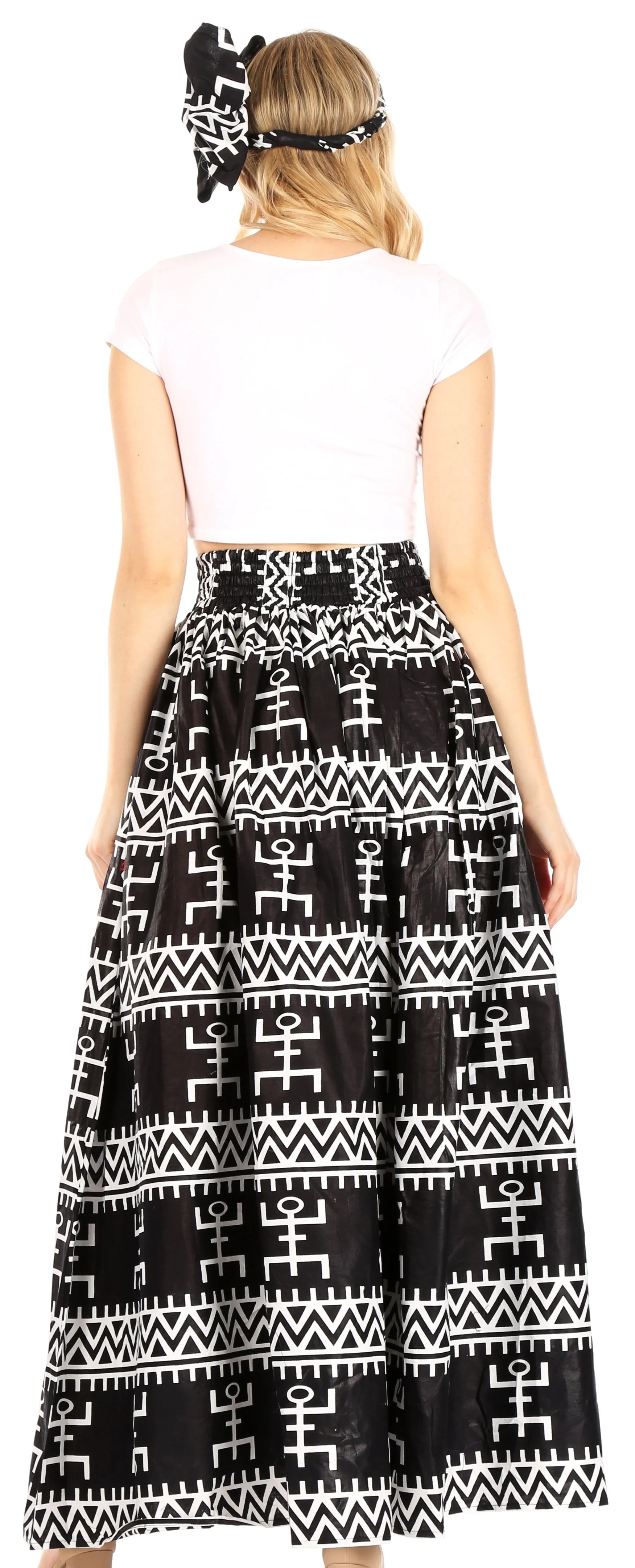 Sakkas Asma Convertible Traditional Wax Print Adjustable Strap Maxi Skirt | Dress