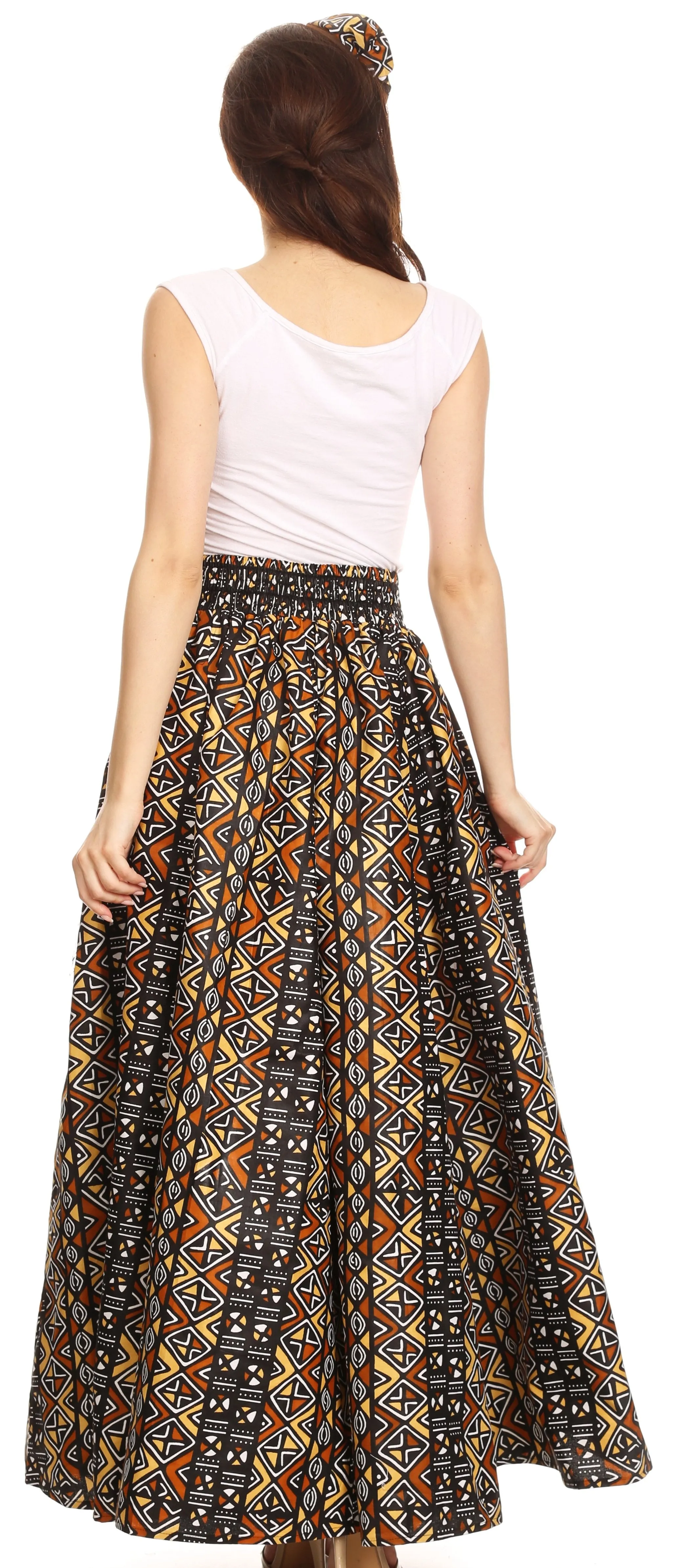 Sakkas Asma Convertible Traditional Wax Print Adjustable Strap Maxi Skirt | Dress