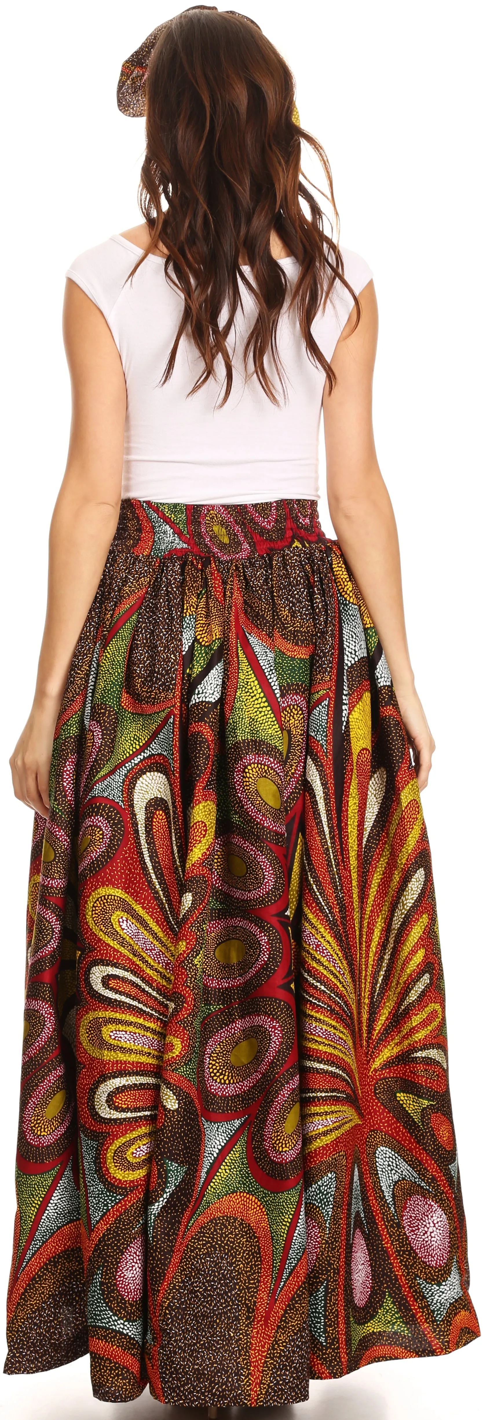 Sakkas Asma Convertible Traditional Wax Print Adjustable Strap Maxi Skirt | Dress