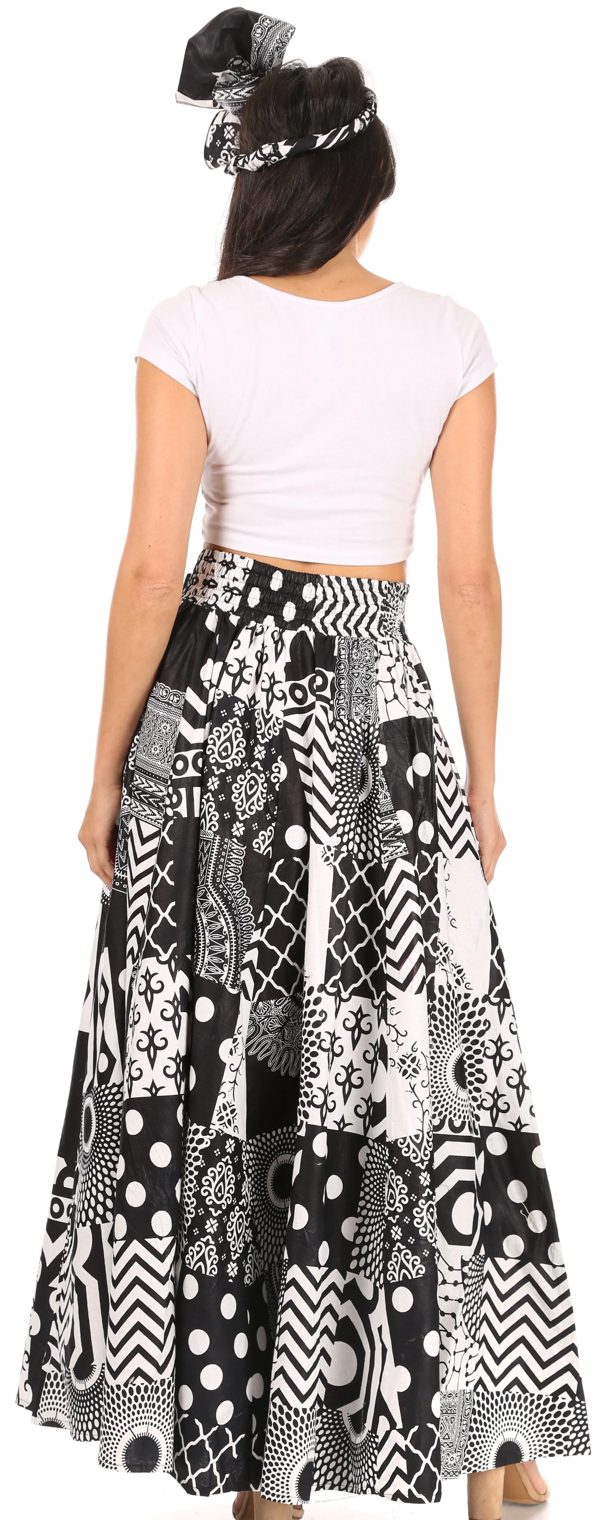 Sakkas Asma Convertible Traditional Wax Print Adjustable Strap Maxi Skirt | Dress